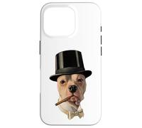 Smoking Dog in Top Hat Public Domain Art TPA Funny Custodia per iPhone 16 Pro
