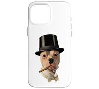 Smoking Dog in Top Hat Public Domain Art TPA Funny Custodia per iPhone 16 Pro Max