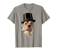 Smoking Dog in Top Hat Public Domain Art TPA Funny Maglietta