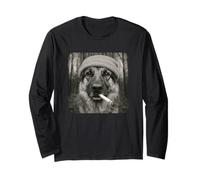 Smoking German Shepherd Dog Meme Cigarette Grunge Beanie Maglia a Manica