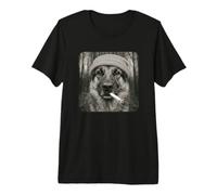 Smoking German Shepherd Dog Meme Cigarette Grunge Beanie Maglietta Premium