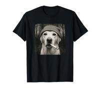 Smoking Labrador Retriever Dog Meme Cigarette Grunge Beanie Maglietta