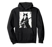 Smoking Samurai Gatto Giapponese Inchiostro Pittura Spadaccino Regalo Felpa con Cappuccio