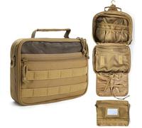 SMONT Trousse tattica da uomo, 24,1 cm, da appendere, per rasatura e igiene da bagno, Marrone, Multiuso