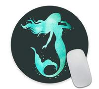 Smooffly Beautiful Mermaid Mouse pad Round Mat,Mermaid Circular Mouse Pads Blue Grey Size 7.9 x 7.9 x 0.12 Inch