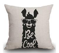 Smooffly Federa per cuscino, elegante motivo con lama con occhiali da sole, scritta "Be Cool", in morbido lino, per camera da letto, soggiorno, divano, 45,7 x 45,7 cm