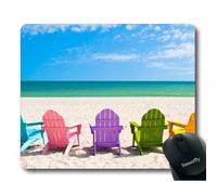 Smooffly Gaming Mouse Pad Custom Adirondack Beach Chairs on a Sun Beach Holiday Vacation Travel House Mouse Pad