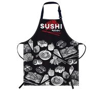 Smooffly Grembiule da cucina regolabile per sushi bar, cucina, chef, donne, uomini, per casa, cucina, ristorante, caffetteria, cottura al forno, giardinaggio, barbecue, Menu Sushi Bar, 27x31 Inch