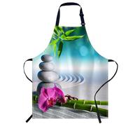 Smooffly Grembiule da cuoco con orchidee e pietre da massaggio, grembiule da cucina, per uomini e donne, grembiule da cucina, grembiule da macellaio, bavaglini per barbecue e catering, Orchidea di