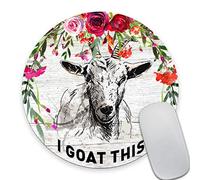 Smooffly I Goat This Quote Cute Round Mouse Pad, Office Desk Accessories, Goat Mouse Pad, Desk Decor, Funny Office Gifts,Vintage Colored Floral Circular Mouse Pads for Computers