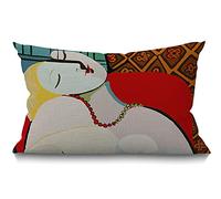 Smooffly Picasso Le Reve The Dream Farmhouse Pillow Cover Lumbar Pillow Cover Home Decorative Cotton Linen Cushion Case for Sofa Couch Housewarming Gifts Family Room Décor Oblong 12" x 20"