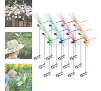 Smoohh Artificial Dragonfly Pole Clips for Outdoors,Dragonfly Hat Clip,Fake Dragonfly Clip,Dragonfly Clip Bug Repellent,3D Dragonfly Decor Gardening,Outdoor Dragonfly Decoration(12PCS)