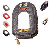 Smoohh Cute Penguins PU Credit Card Coin Wallet, Creative Cartoon Penguin Accordion Card Wallet, Card Holder Wallet For Women, Portable Penguin Card Holders(C)
