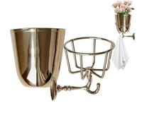 Smoohh Handcrafted Opal Wall Vessel, Vintage Wall Vase for Brass Flowers, Multi-Function Hanging Organizer for Home(Gold)