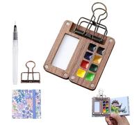 Smoohh Palette di Viaggio Mini per Acquerelli Con Clip - Portatile, Magnetica, in Legno per Disegno (Colori Non Inclusi)