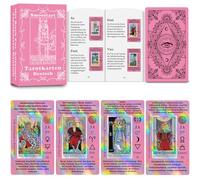 Smoostart Tarocchi Rosa Tedesco Con Significati, Mazzo Di Tarocchi Con Guida Per Principianti, Parole Chiave, Elemento, Pianeta, Zodiaco, Chakra, Sì O No, Numerologia, Alfabeto Ebraico