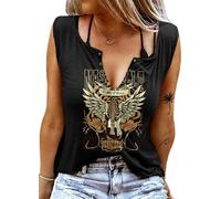 Smooth As Tennessee Canotta Dolce come Fragola Camicia Anello Foro Senza Maniche Sexy Scollo a V Donna Retro Country Music Top, Z Nashville Nero, S