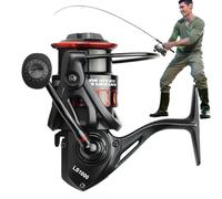 Smooth Drag Fishing Reel, Angling Wire Spool System, 3000 Size Compact Reel with High Torque Control, Aluminum Alloy Body Fishing Gear, Anti Slip Grip Design, Freshwater Saltwater Black Outdoor