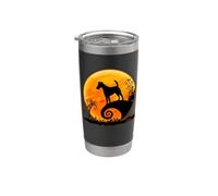 Smooth Fox Terrier cane e luna divertente costume di Bicchiere termico in acciaio inox doppia parete