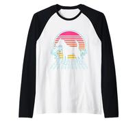 Smooth Fox Terrier Dog Vintage 80s Vaporwave Aesthetic Puppy Maglia con Maniche Raglan