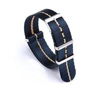 Smooth Nato Strap Nylon Nero/Rosso/Blu Kaki Adatta for la maggior parte degli orologi Braccialetto da polso Polso di sicurezza Braccialetto di orologio Sostituzione Donne Donne 20mm 22mm(Blue-Khak