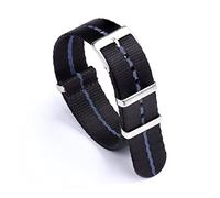 Smooth Nato Strap Nylon Nero/Rosso/Blu Kaki Adatta for la maggior parte degli orologi Braccialetto da polso Polso di sicurezza Braccialetto di orologio Sostituzione Donne Donne 20mm 22mm(Black-Blu