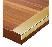 Smooth Stair Nosing Protector,Step Edge Trim Strips Wood to Tile, L-Molding Flooring Transition Strip, for Outdoor Indoor Staircases Pads(Gold,Long 90cm/35.4in)