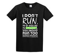 SMOOTH WILL Men's I Don't Run Funny Joke Running Parody Graphic Printed Shirt Mens Tee T-Shirts Black S