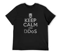 SMOOTH WILL Men's Keep Calm And DDOS Mr. Fun Informatiker Robot Fsociety Hacker Informatik T-Shirts Black XL