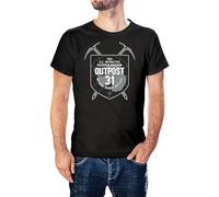 SMOOTH WILL Men's Outpost 31 Inspired By John Carpenter's The Thing Printed Colour35 T-Shirts Black S