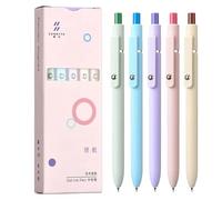 Smooth Writing Pens - Fine Point Set for Journaling | Soft Touch Barrel with Retractable Design, 0.5mm Gel Ink, Black Color Flow, Comfortable Grip Style, Office and School Note Taking Use