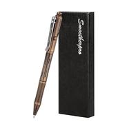 SMOOTHERPRO Penna a sfera in ottone massiccio con ricarica retrattile Compatibile con le Ricariche Pilot G2 Clip in Acciaio Inossidabile Pesante per Tremori Artrite Parkinson Colore Nero Retrò (RG335)