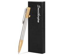 SMOOTHERPRO Penna a Sfera in Ottone Massiccio Penna in Acciaio Inossidabile Compatibile con Ricariche Parker per EDC Office School Business Colore Naturale (SP01NA)