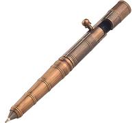 SMOOTHERPRO Penna Bolt Action in Ottone Massiccio Nodo Bambù Colore Bronzo | Clip in Acciaio Inossidabile, Penna EDC, Portatile, Resistente, Scrittura Precisa, per Ufficio, Scuola, Attività Commerciale