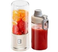 Smoothie Maker To Go - Bottiglia per frullatore portatile ricaricabile tramite USB, con coperchio da viaggio, per succhi freschi, frullati, frullati, potente 21000 giri/min, tazza di vetro (bianco)