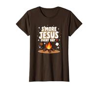 S'More Jesus Every Day - Ispirazione Cristiana del falò Maglietta, Donna, Marrone, M