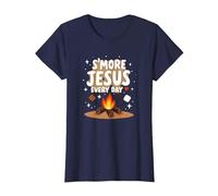 S'More Jesus Every Day - Ispirazione Cristiana del falò Maglietta, Donna, Navy, S