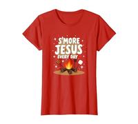 S'More Jesus Every Day - Ispirazione Cristiana del falò Maglietta, Donna, Rosso, S