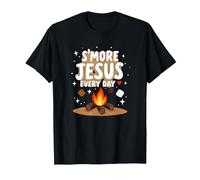 S'More Jesus Every Day - Ispirazione Cristiana del falò Maglietta, Uomo, Nero, XL