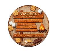 S'mores Fire Pit Rules Targa rotonda in metallo retrò