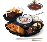 S'mores Maker & Chocolate Fondue Set, 280W Elettrico Indoor Roaster con Controllo Temp & 10 Accessori per Feste e Serate Cinema
