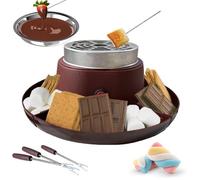 S'mores Maker & Chocolate Fonduta Set 2 in 1 con 5 accessori, temperatura regolabile, protezione contro il surriscaldamento, ideale per feste di compleanno per bambini