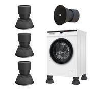 Smorzatore di vibrazioni per lavatrici, 4 pezzi, base per lavatrici e asciugatrici, 9,5 - 12,5 cm, regolabile con vibrazione, ammortizzatore per lavatrice, colore nero