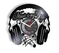 Smotly Orologio da parete in vinile, orologio da parete a tema cuffie retrò, un orologio da parete regalo per gli amici che amano la musica.