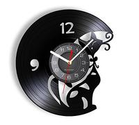Smotly Orologio da parete in vinile, orologio da parete digitale a forma di gatto, orologio da parete per gli amanti degli animali domestici.