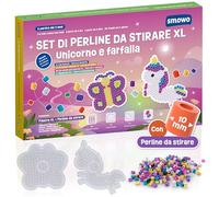 Smowo® 10 mm Basi e Perline da Stirare Mondo delle Fiabe Unicorno e Farfalla - Kit Creativo con 2 Basi, Perline e Modelli - Grandi Basi Maxi per Bambini dai 3 Anni