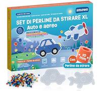Smowo® 10 mm Basi e Perline da Stirare Veicoli Auto e Aereo - Kit Creativo con 2 Basi, Perline e Modelli - Grandi Basi Maxi per Bambini dai 3 Anni