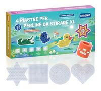 Smowo Piastre di perline da stirare da 10 mm, in diverse forme, set con 4 piastre e modelli, rotonde, stelle, quadrate, cuori, grandi piastre per matite per bambini dai 3 anni in su