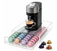 SMRONAR Porta cialde da caffè in acrilico, 40 supporti trasparenti per cialde Nespresso Vertuo, dispenser salvaspazio per cassetti, supporto per macchina da caffè per riporre la cucina