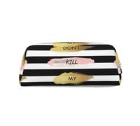 SMSJTMWHN Astuccio in pelle con stampa a righe Don'T Kill My Vibe, spazioso ed elegante astuccio per matite da ufficio con cerniera